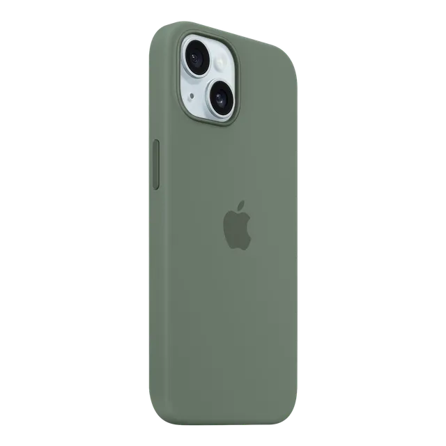 Apple Soft Silicone Back Cover for Apple iPhone 15 (MagSafe Charging Support, Cypress) (OPENBOX)
