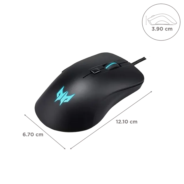 acer Predator Cestus 310 Wired Optical Mouse with 4 Preset Color Settings (4200 DPI, 10 Million Clicks, Black) (OPENBOX)
