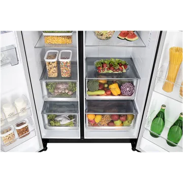 LG 650 Litres 3 Star Frost Free Side by Side Refrigerator with Smart Inverter Compressor (GLB257DBM3, Black Mirror) (OPENBOX)