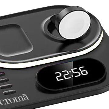 Croma 15W 4-in-1 Wireless Charger for iPhone 14, 14 Pro, 15, 15 Pro (Heat Resistant, Black) (OPENBOX)