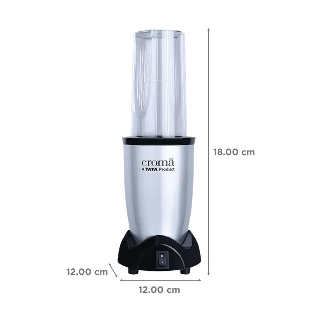 Croma Nutri 450 Watt 2 Jars Mixer Grinder Blender (19000 RPM, Bullet Motor, Silver and Black) - OPEN BOX