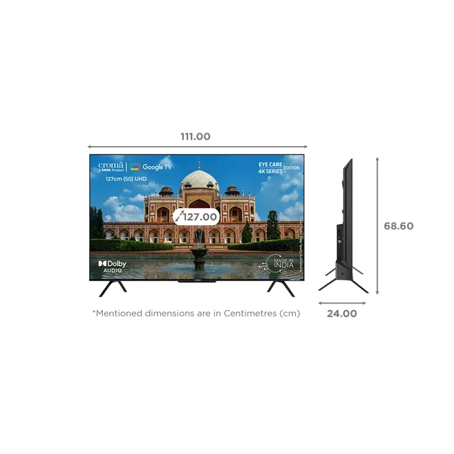 Croma 127 cm (50 inch) 4K Ultra HD LED Google TV with Bezel Less Display (OPENBOX)
