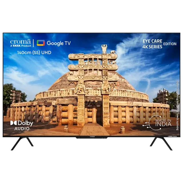 Croma 140 cm (55 inch) 4K Ultra HD LED Google TV with Bezel Less Display (55UGC024602, 2023 Model) (OPENBOX)