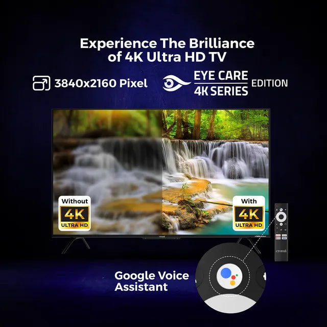 Croma 140 cm (55 inch) 4K Ultra HD LED Google TV with Bezel Less Display (55UGC024602, 2023 Model) (OPENBOX)