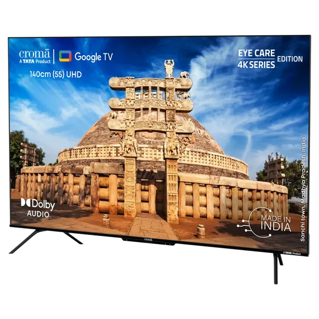 Croma 140 cm (55 inch) 4K Ultra HD LED Google TV with Bezel Less Display (55UGC024602, 2023 Model) (OPENBOX)