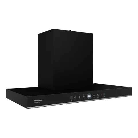 Crompton QuietPro Plus 90cm 1587m3/hr Ducted Auto Clean Wall Mounted Chimney with Gesture Control (Midnight Black) (OPENBOX)
