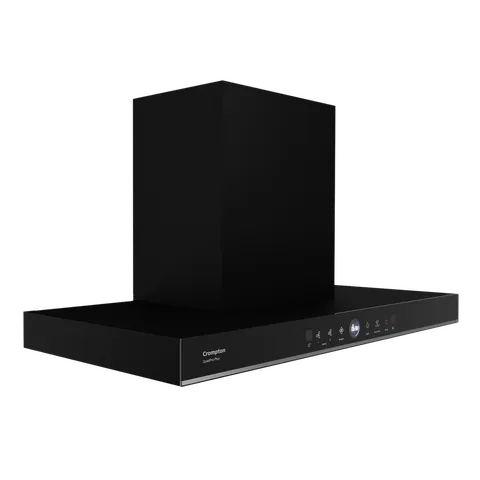 Crompton QuietPro Plus 90cm 1587m3/hr Ducted Auto Clean Wall Mounted Chimney with Gesture Control (Midnight Black) (OPENBOX)