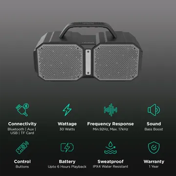 Croma 30W Portable Bluetooth Speaker (IPX4 Water Resistant, 20 Hours Playtime, ) (OPENBOX)