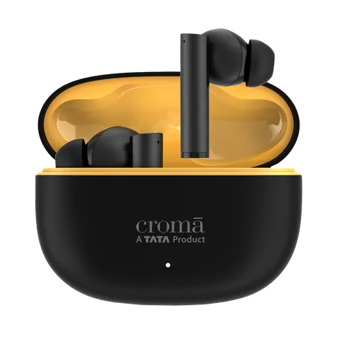 Croma IE 771 TWS Earbuds with Environmental Noise Cancellation (IPX5 Water Resistant, Dual Device Pairing, Black) (OPENBOX)