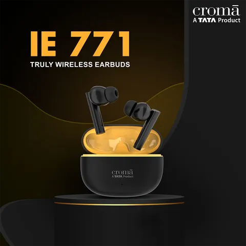 Croma IE 771 TWS Earbuds with Environmental Noise Cancellation (IPX5 Water Resistant, Dual Device Pairing, Black) (OPENBOX)