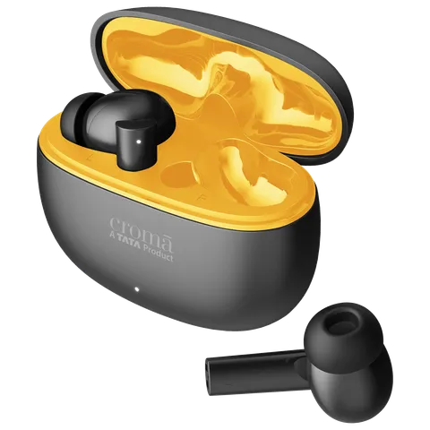 Croma IE 771 TWS Earbuds with Environmental Noise Cancellation (IPX5 Water Resistant, Dual Device Pairing, Black) (OPENBOX)