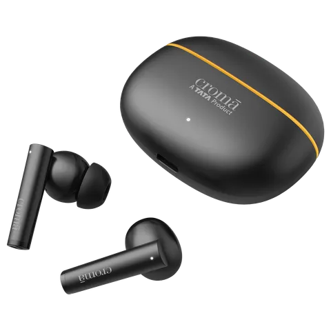 Croma IE 771 TWS Earbuds with Environmental Noise Cancellation (IPX5 Water Resistant, Dual Device Pairing, Black) (OPENBOX)