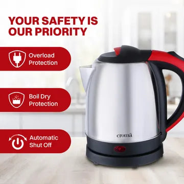 Croma 1500 Watt 1.2 Litre Electric Kettle with Overload Protection (OPENBOX)
