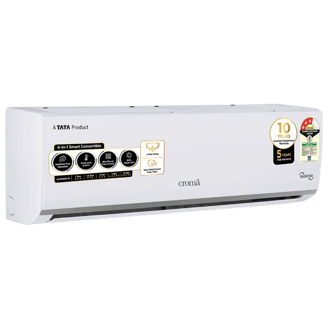 Croma 4 in 1 Convertible 1.5 Ton 3 Star Inverter Split AC with Dust Filter (2023 Model, Copper Condenser, CRLA018IND283259) (OPENBOX)