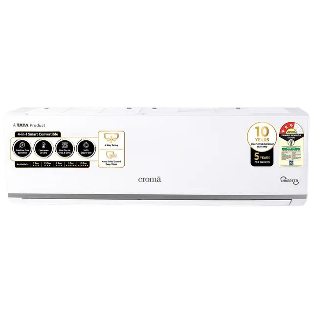 Croma 4 in 1 Convertible 1.5 Ton 3 Star Inverter Split AC with Dust Filter (2023 Model, Copper Condenser, CRLA018IND283259) (OPENBOX)