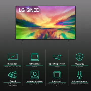 LG QNED83 139 cm (55 inch) QNED 4K Ultra HD WebOS TV with AI Picture Pro (2024 model) (OPENBOX)