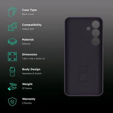 SAMSUNG Silicone Back Cover for Galaxy S24 (Combining Style and Durability, Dark Violet)