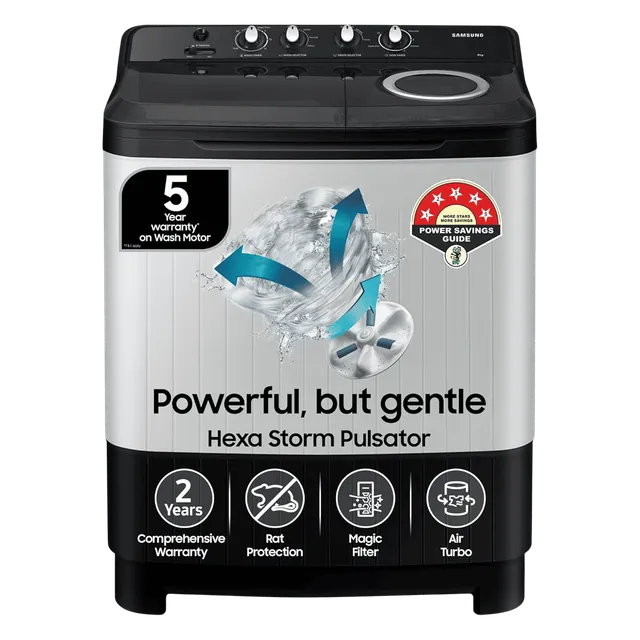 SAMSUNG 8 kg 5 Star Semi Automatic Washing Machine with Magic Filter (WT80C4200GG/TL, Dark Grey)-OPEN BOX