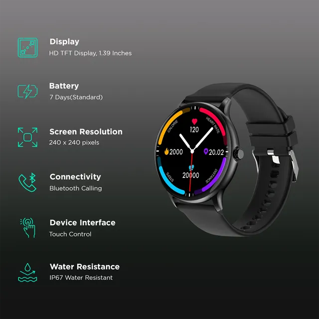 FIRE-BOLTT Phoenix Pro Smartwatch with Bluetooth Calling (35.3mm HD Display, IP67 Water Resistant, Black Strap) (OPENBOX)