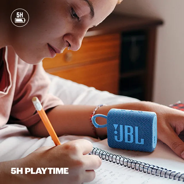 JBL Go 3 Eco 4.2W Portable Bluetooth Speaker (IP67 Waterproof, 5 Hours Playtime, 1.0 Channel, Blue) - OPEN BOX