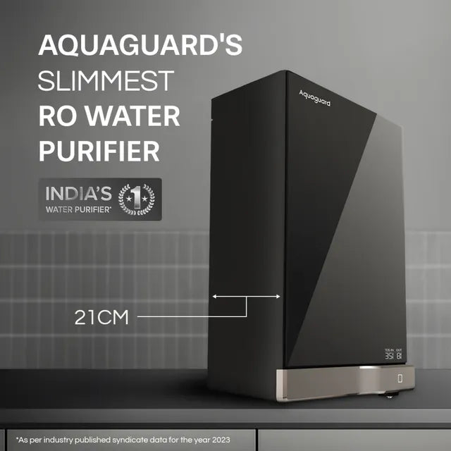 Aquaguard Slim Glass 3.6L RO + UV + TA Water Purifier with 5th Gen UV LED (Black) (OPENBOX)