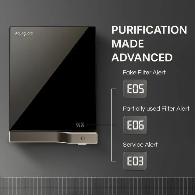 Aquaguard Slim Glass 3.6L RO + UV + TA Water Purifier with 5th Gen UV LED (Black) (OPENBOX)