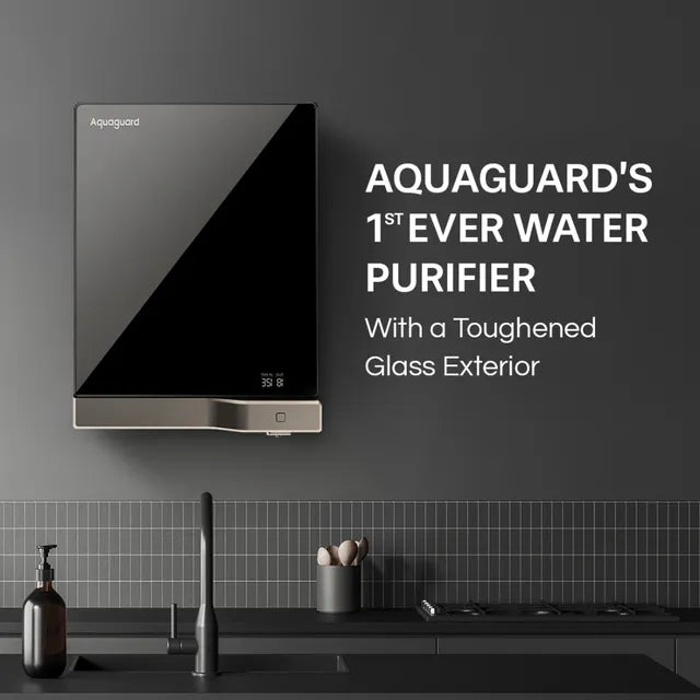 Aquaguard Slim Glass 3.6L RO + UV + TA Water Purifier with 5th Gen UV LED (Black) (OPENBOX)