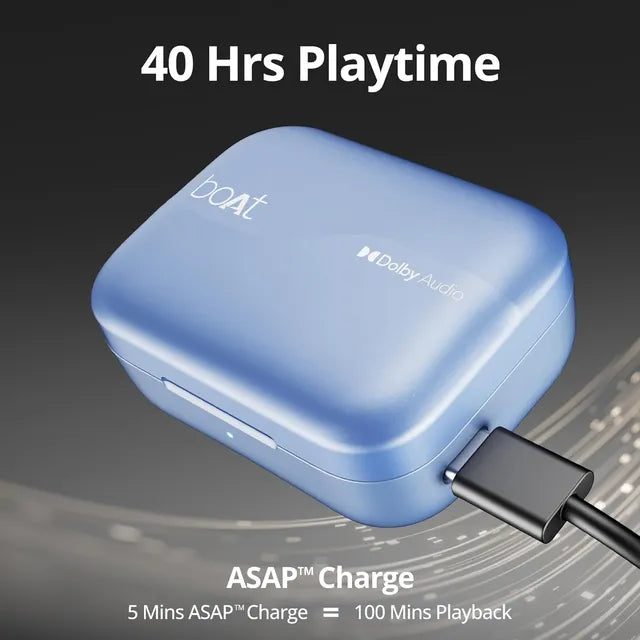 boAt Airdopes 800 TWS Earbuds with Environmental Noise Cancellation (IPX5 Water Resistant, ASAP Charge, Interstellar Blue) (OPENBOX)