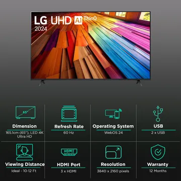 LG UT80 165.1 cm (65 inch) 4K Ultra HD LED WebOS TV with Filmmaker Mode (OPENBOX)