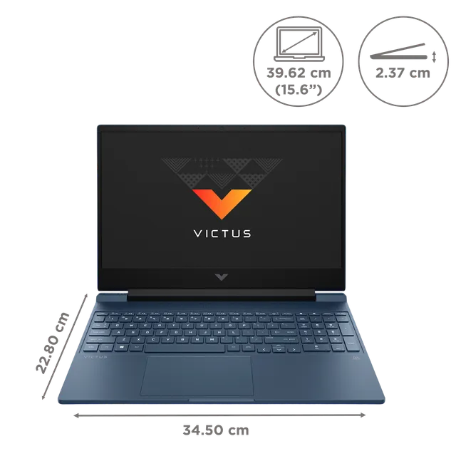 HP Victus 15-FA1310TX Intel Core i5 12th Gen Gaming Laptop (8GB, 512GB SSD, Windows 11, 4GB Graphics, 15.6 inch 144 Hz Full HD Display, NVIDIA GeForce RTX 2050, Performance Blue, 2.37 KG) (OPENBOX)