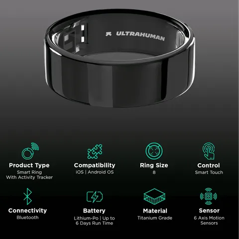 Ultrahuman Ring Air.SM Aster Black Size 8 (OPENBOX)