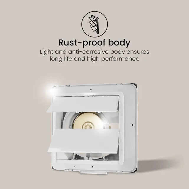 Crompton Brisk Air Plus 6 Inch 150mm Exhaust Fan (Auto Dust Protection Shutters, White) (OPENBOX)