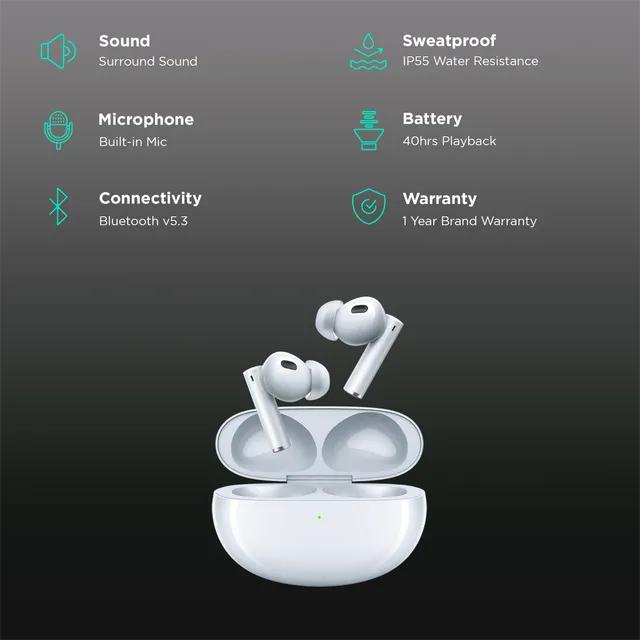 Realme Buds Air 6 Pro TWS Earbuds with Active Noise Cancellation (IP55 Water Resistant, Google Fast Pairing, Sliver Blue) (OPENBOX)