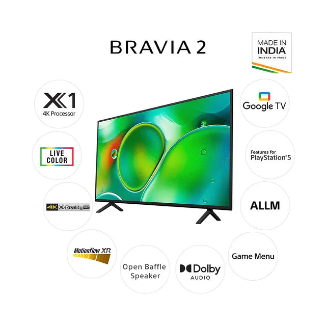 SONY BRAVIA 2 126 cm (49.50 inch) 4K Ultra HD LCD Android TV with Dolby Audio (2024 Model) (OPENBOX)