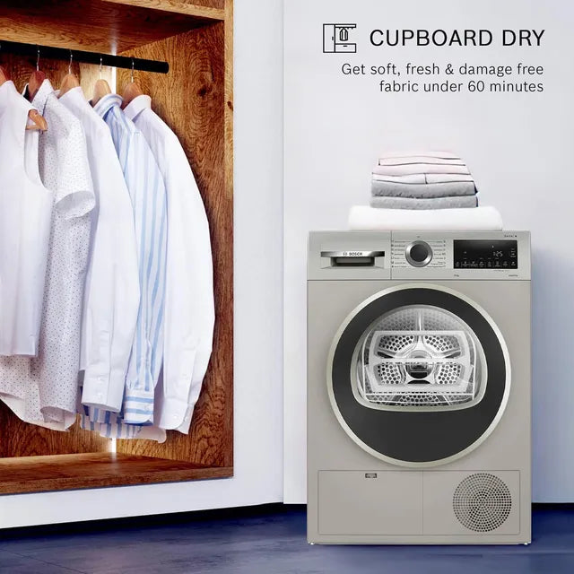 BOSCH 9 kg Fully Automatic Front Load Dryer (Series 4, WPG24108IN, In-Built Heater, Silver Inox) (OPENBOX)
