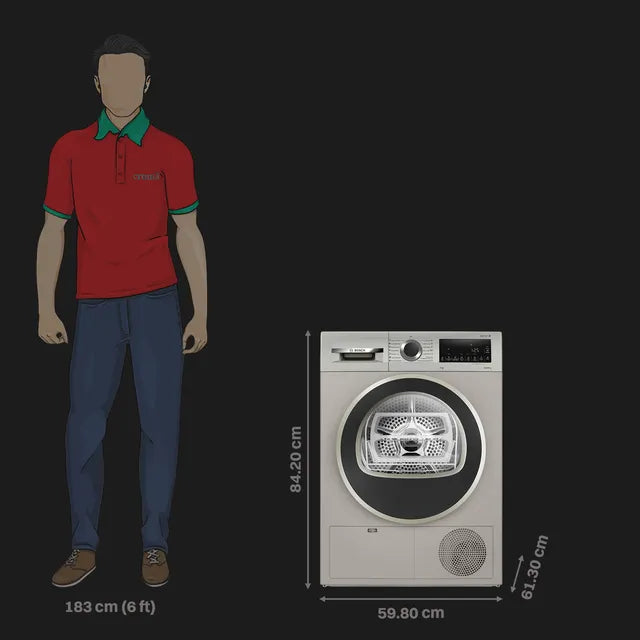 BOSCH 9 kg Fully Automatic Front Load Dryer (Series 4, WPG24108IN, In-Built Heater, Silver Inox) (OPENBOX)