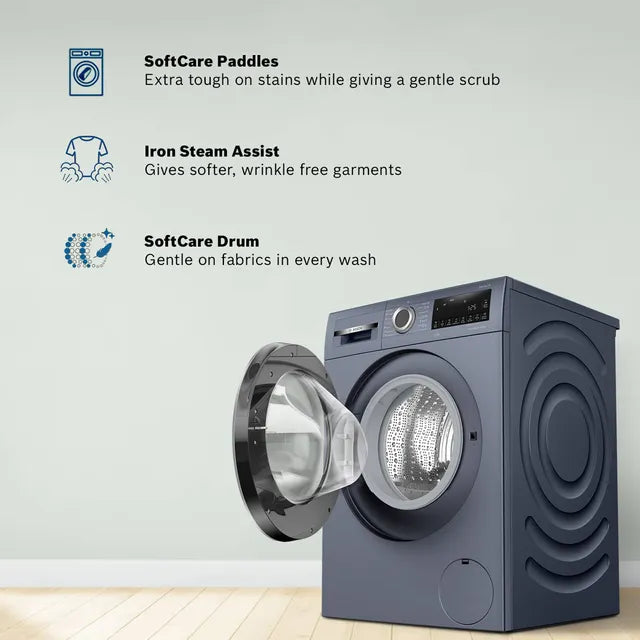 BOSCH 10 kg 5 Star Fully Automatic Front Load Washing Machine (Series 6, WGA252ZPIN, Anti Wrinkle, Dark Lake) (OPENBOX)