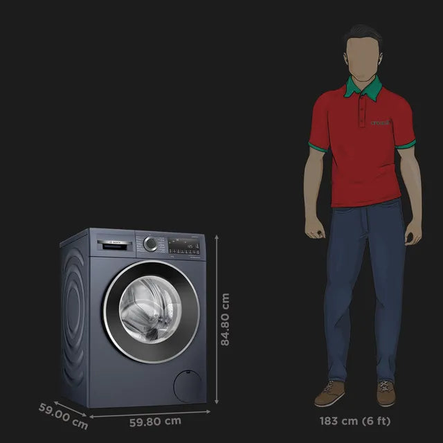 BOSCH 10 kg 5 Star Fully Automatic Front Load Washing Machine (Series 6, WGA252ZPIN, Anti Wrinkle, Dark Lake) (OPENBOX)