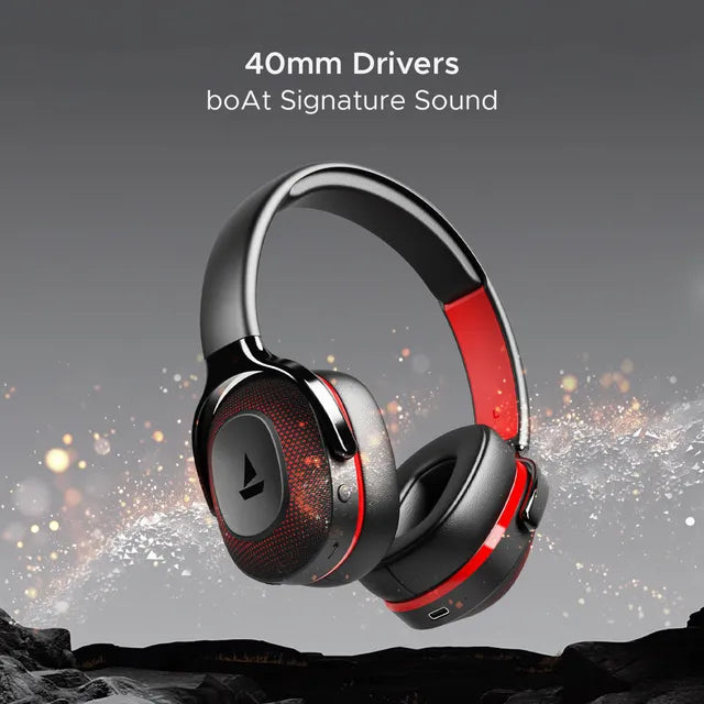 boAt Rockerz 425 Bluetooth Headphone with Mic (Environmental Noise Cancellation, Over Ear, Active Black) (OPENBOX)