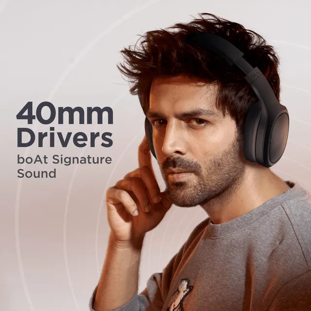 boAt Rockerz 460 Bluetooth Headphone with Mic (Dual Pairing, Over Ear, Active Black) (OPENBOX)