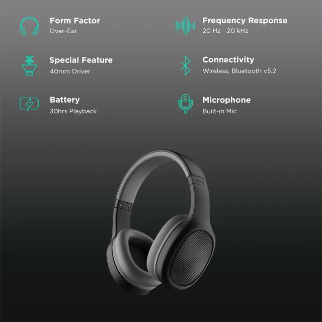 boAt Rockerz 460 Bluetooth Headphone with Mic (Dual Pairing, Over Ear, Active Black) (OPENBOX)