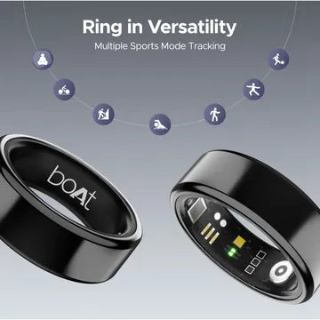 boAt Active S11 Smart Ring with Activity Tracker (20 Plus Sports Mode, Midnight Black) (OPENBOX)
