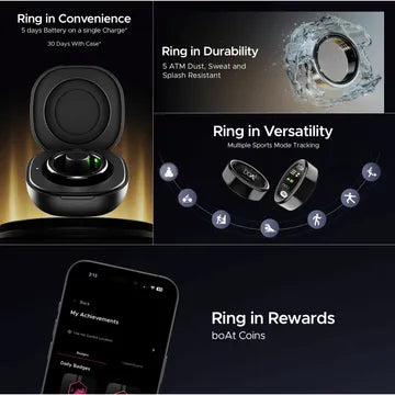 boAt Active S11 Smart Ring with Activity Tracker (20 Plus Sports Mode, Midnight Black) (OPENBOX)