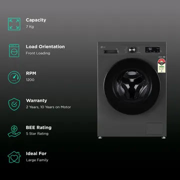LG 7 kg 5 Star Wi-Fi Inverter Fully Automatic Front Load Washing Machine (FHB1207Z4M, Auto Restart, Middle Black) (OPENBOX)