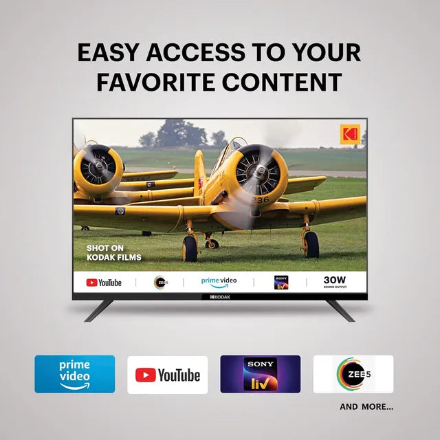 KODAK 32SE5001BL 80 cm (32 inch) HD Ready LED Smart Linux TV with DLED Panel (2023 model) (OPENBOX)