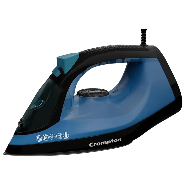 Crompton FabrimaX Plus 1250 Watts 200ml Steam Iron (6 Fabric Settings, Black and Blue) (OPENBOX)