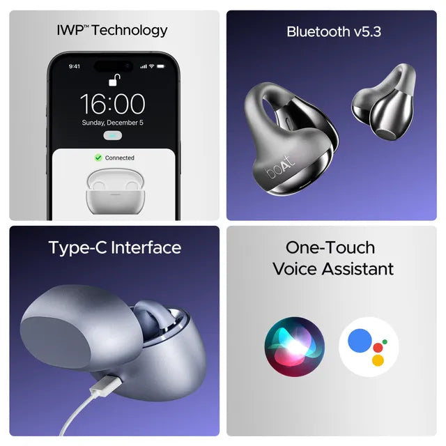 boAt Airdopes Loop TWS Earbuds with Noise Isolation (IPX4 Splash and Sweat Resistant, ASAP Charge, Cool Grey) (OPENBOX)