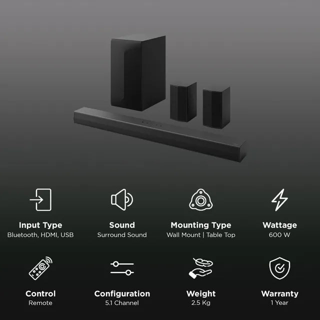 LG S65TR 600W Bluetooth Home Theatre with Remote (Dolby Digital, 5.1 Channel, Black) - OPENBOX