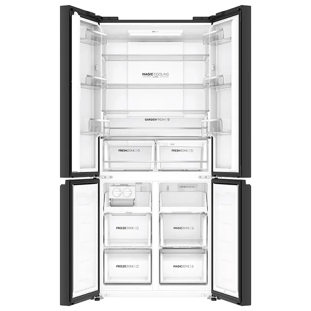 Haier 520 Litres 3 Star Frost Free French Door Convertible Refrigerator with Colorful Digital Display Panel (HRB-600KGU1, Black Glass) (OPENBOX)