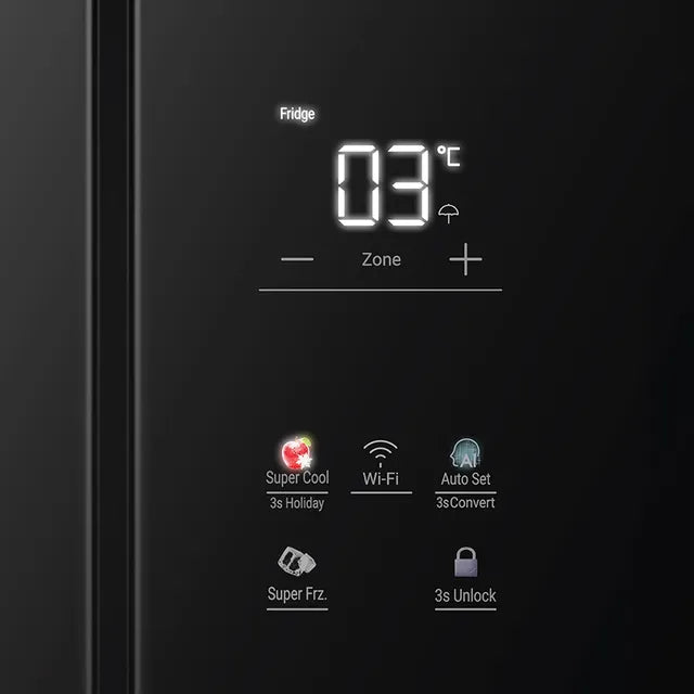 Haier 520 Litres 3 Star Frost Free French Door Convertible Refrigerator with Colorful Digital Display Panel (HRB-600KGU1, Black Glass) (OPENBOX)